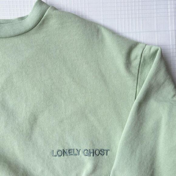 Lonely Ghost Crewneck Sweatshirt Pullover, Light Green, Small - Picture 1 of 4